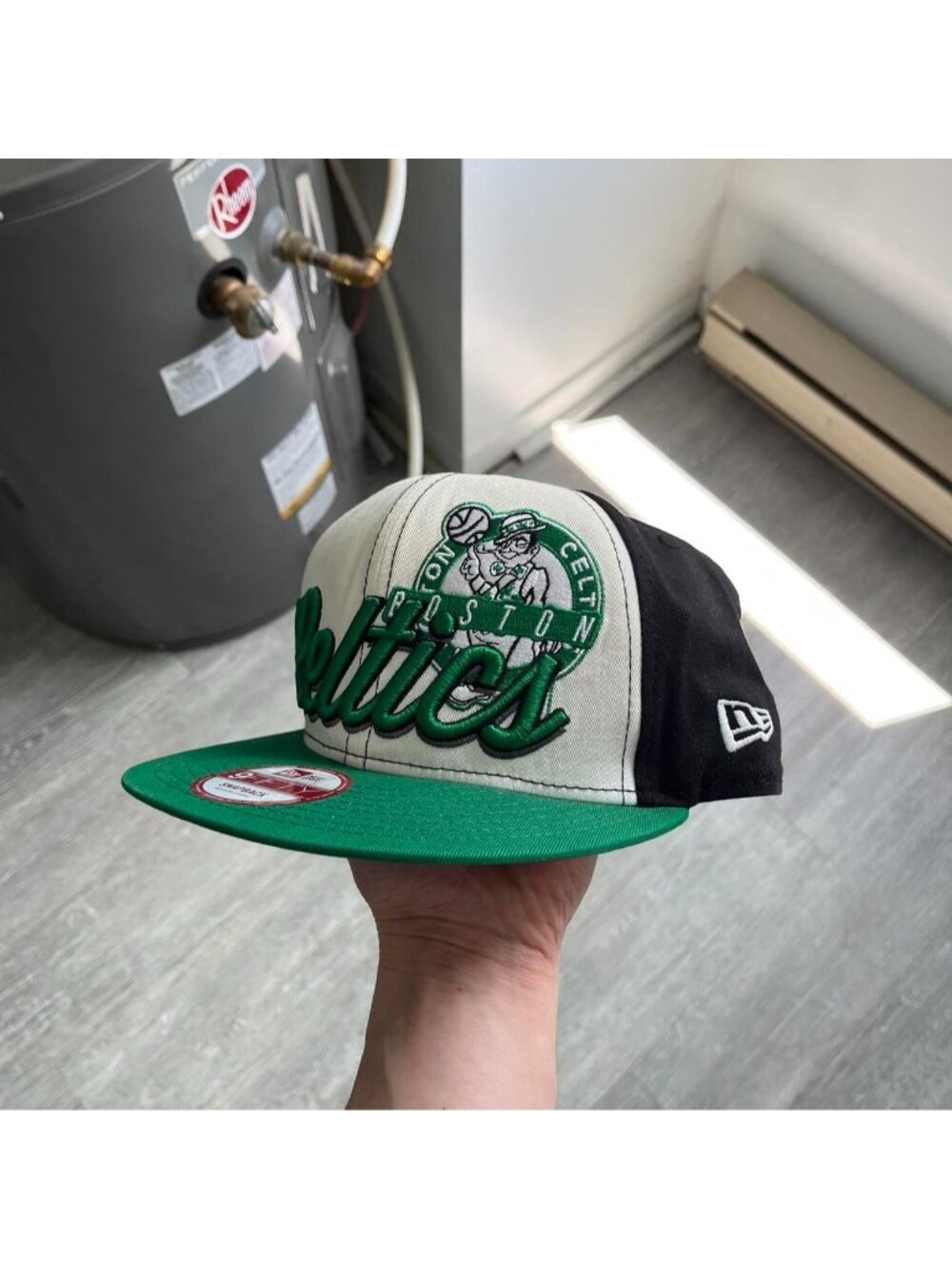 Cream / Green / Black Vintage New Era Hardwood Classics Boston Celtics Cap